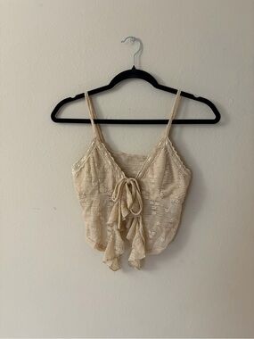 Beige Ruffle Tie Cami